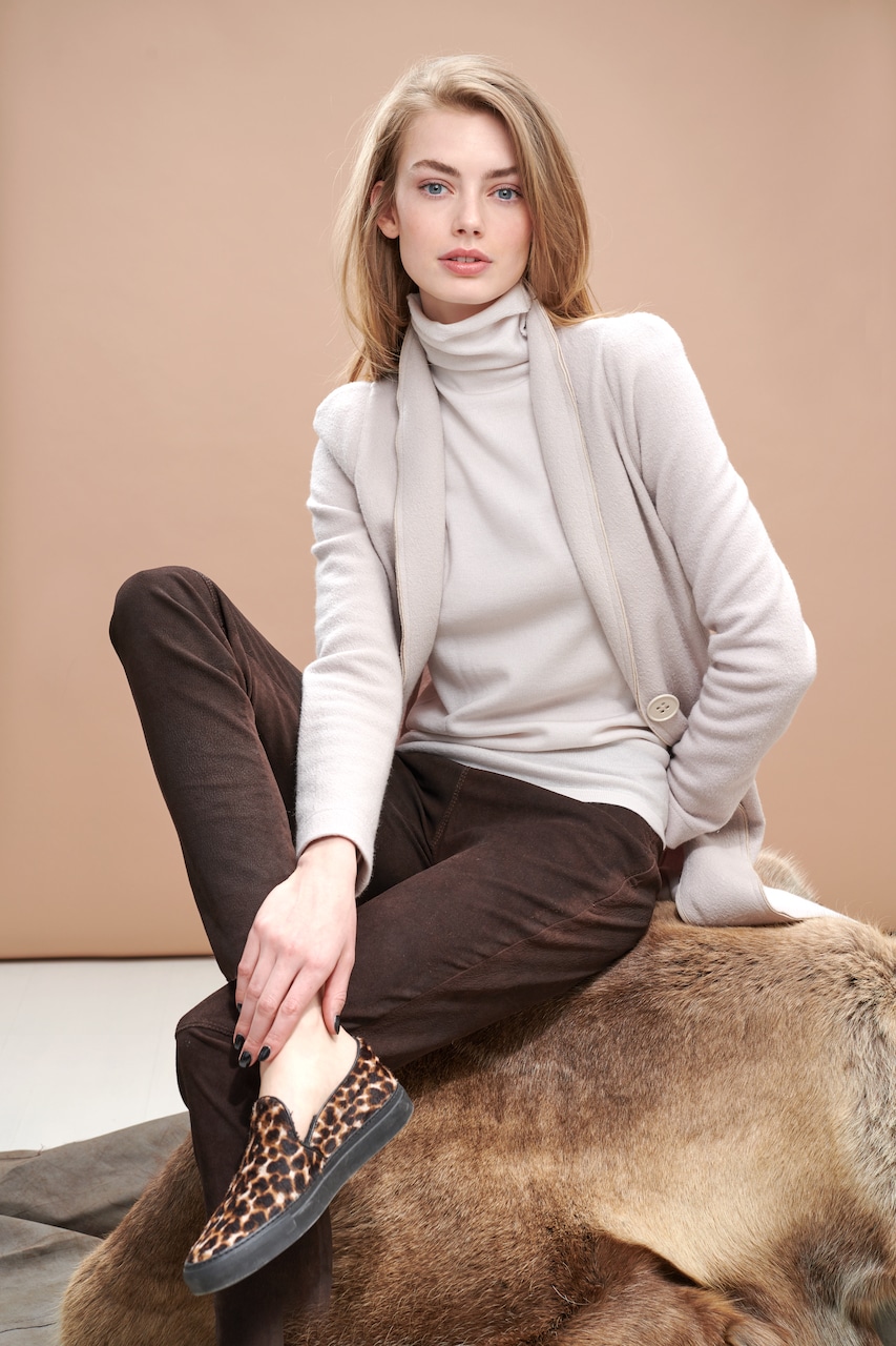 Boiled wool stretch long blazer