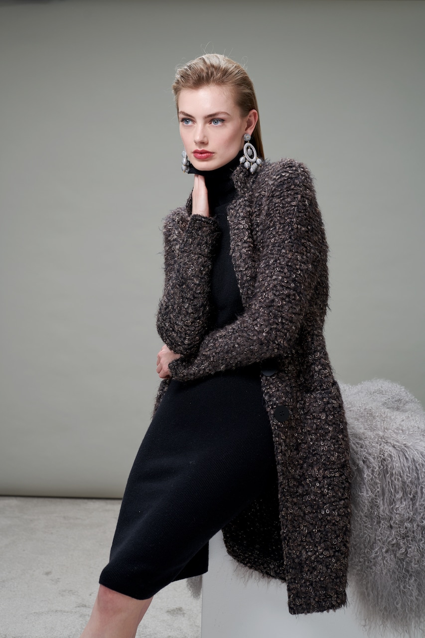 Melange yarn, soft knitted coat